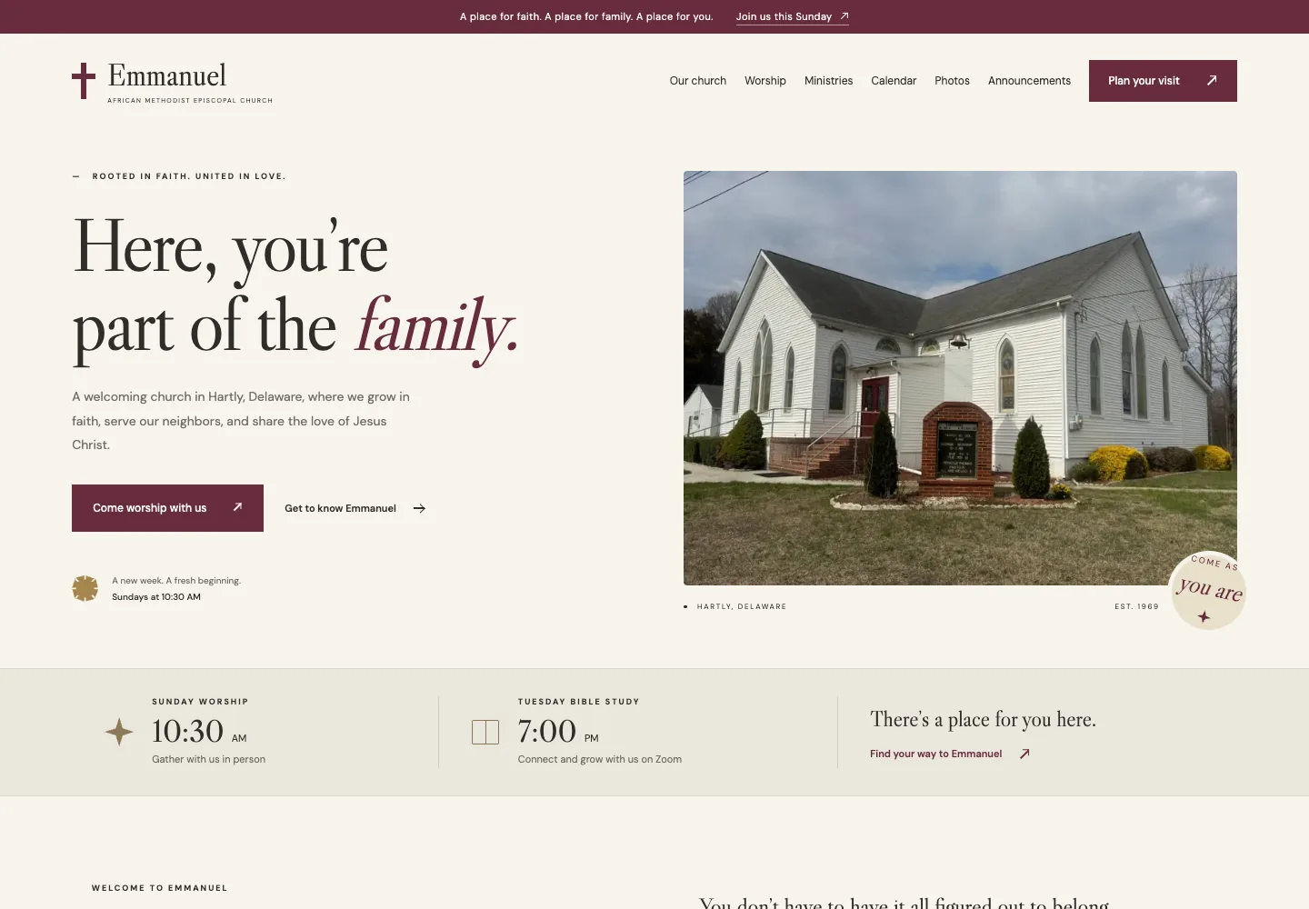 Emmanuel AME Church website preview