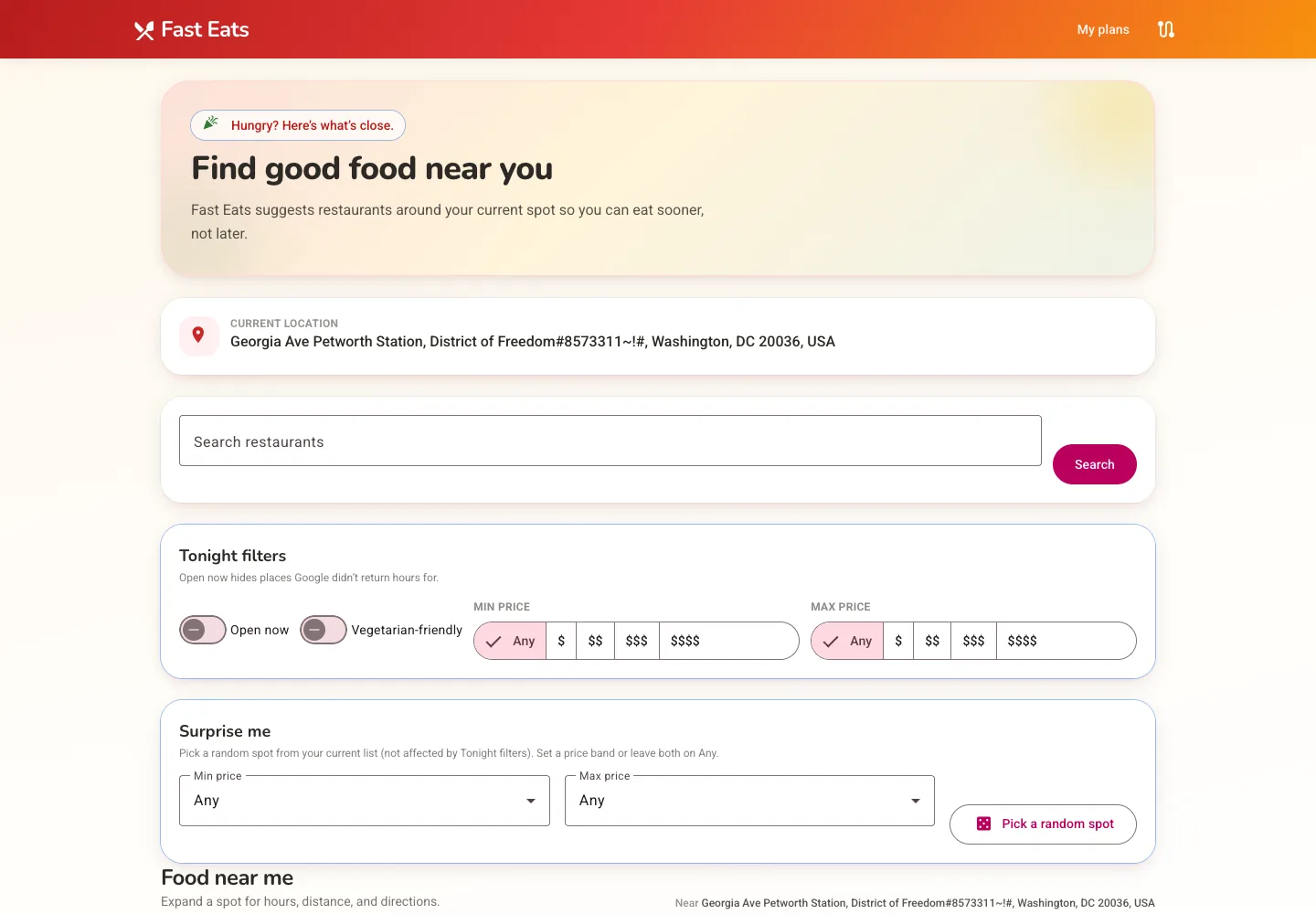 Fast Eats website preview